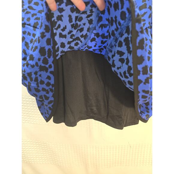 Simply Vera Wang Dress Womens Size Medium Blue Black Short Sleeve Chiffon Tie... - Picture 2 of 7